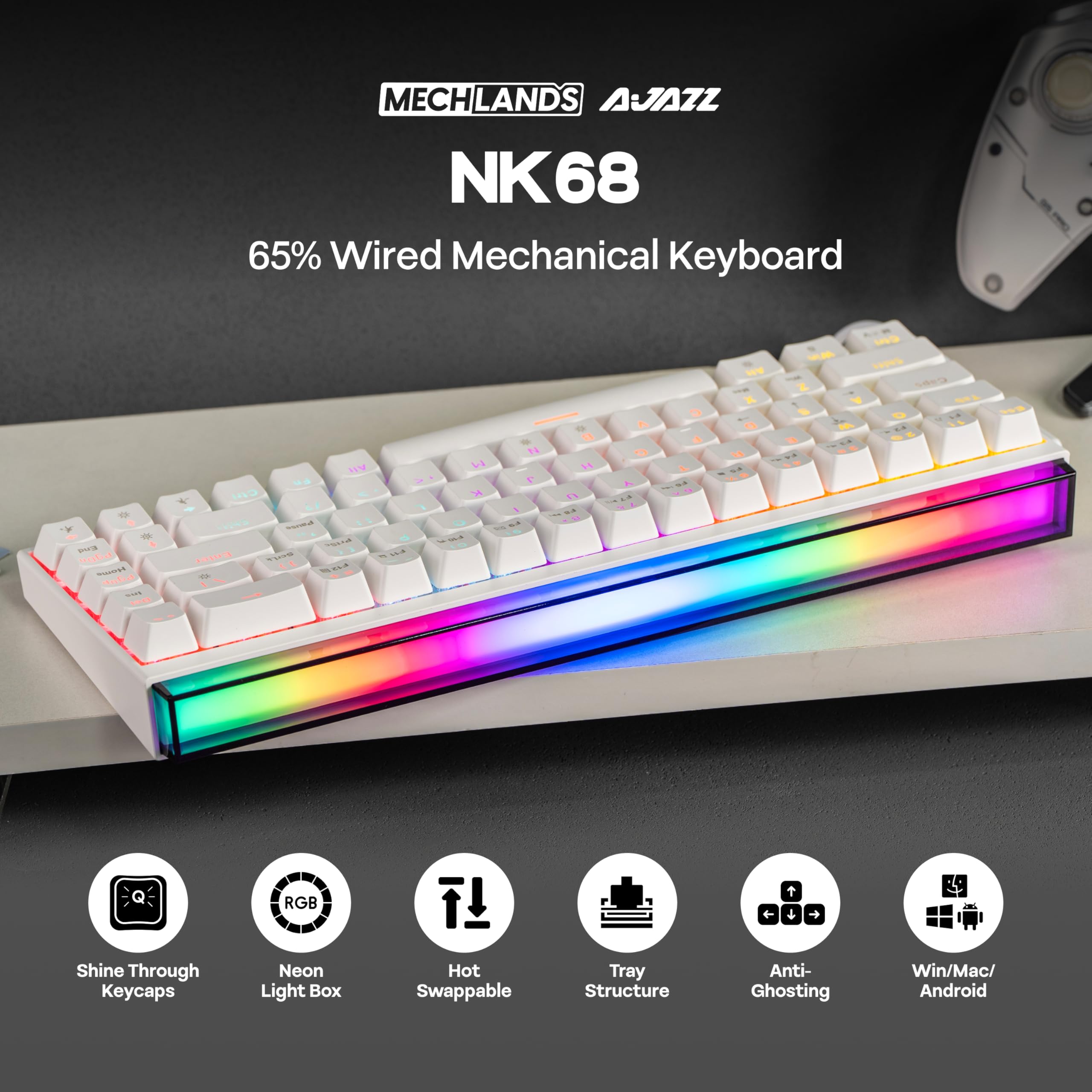 Amazon.com: MechLands AJAZZ NK68 Wired Gaming Keyboard with
